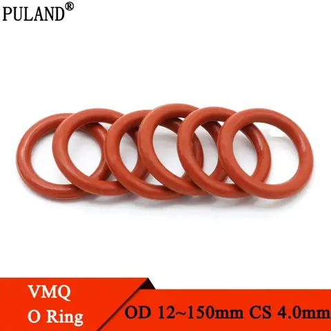 10Pcs Red Silicone Ring Gasket CS 4mm OD 12 ~ 150mm Silicon O Ring Gasket Food Grade Rubber O-ring VMQ Assortment Hvac Tools