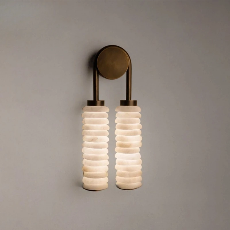 Popular Style Spanish Natural Marble Wall Lamp Design Hotel Highend Atmosphere Living Room Bedroom Bedside Lighting Fixtures