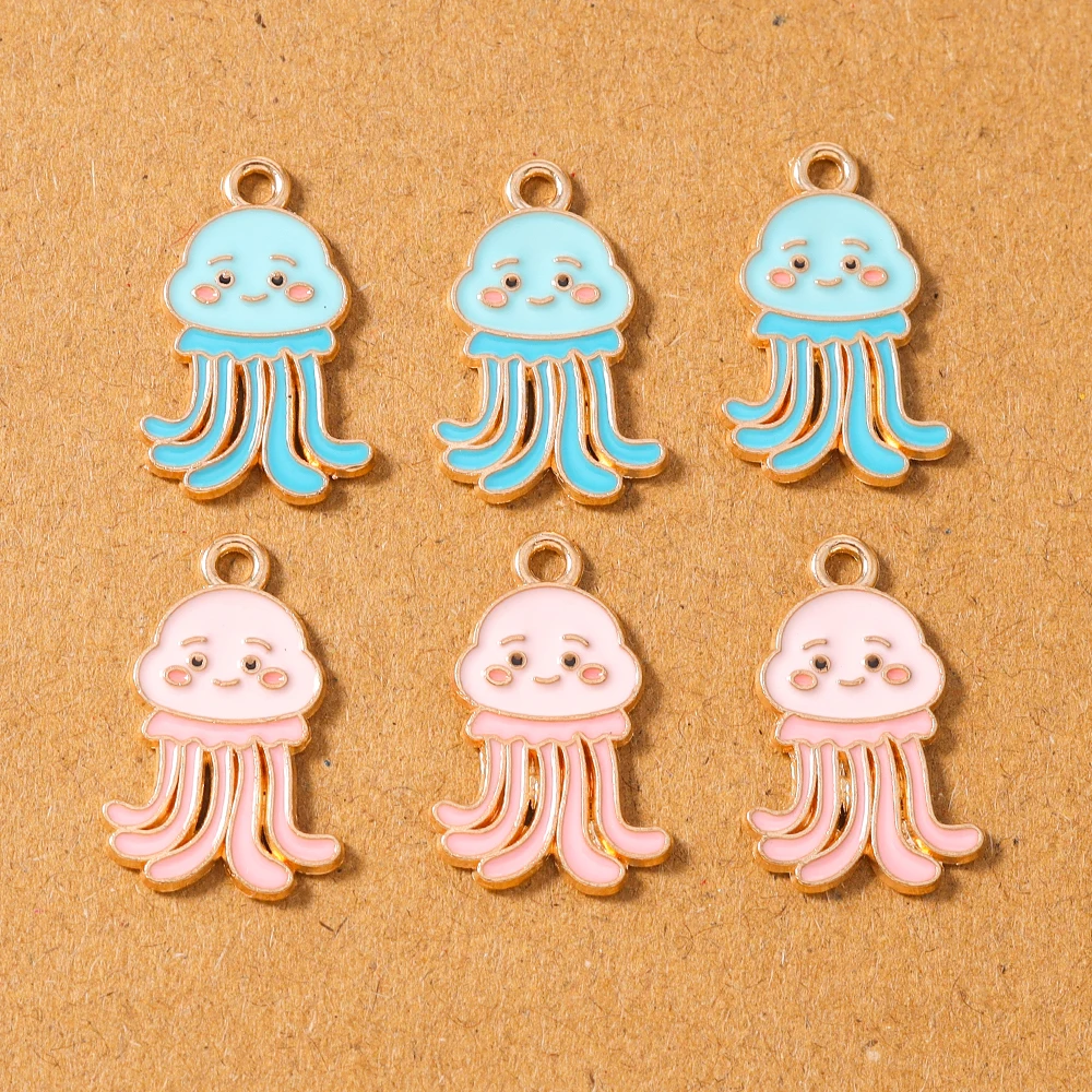 

10pcs Lovely Enamel Jellyfish Charms Pendant for Necklace Earrings Bracelet DIY Jewelry Making Accessories Supplies