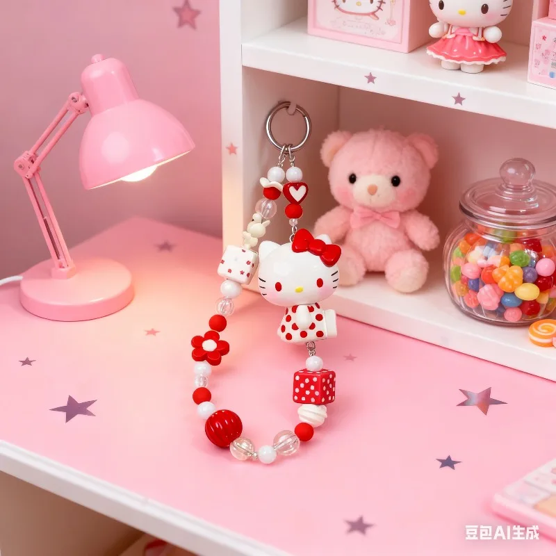 اليابانية سانريو Kawaii مرحبا كيتي سلسلة الهاتف الكرتون تنوعا المفاتيح حقيبة الظهر قلادة Ins هدية عيد ميلاد الأطفال