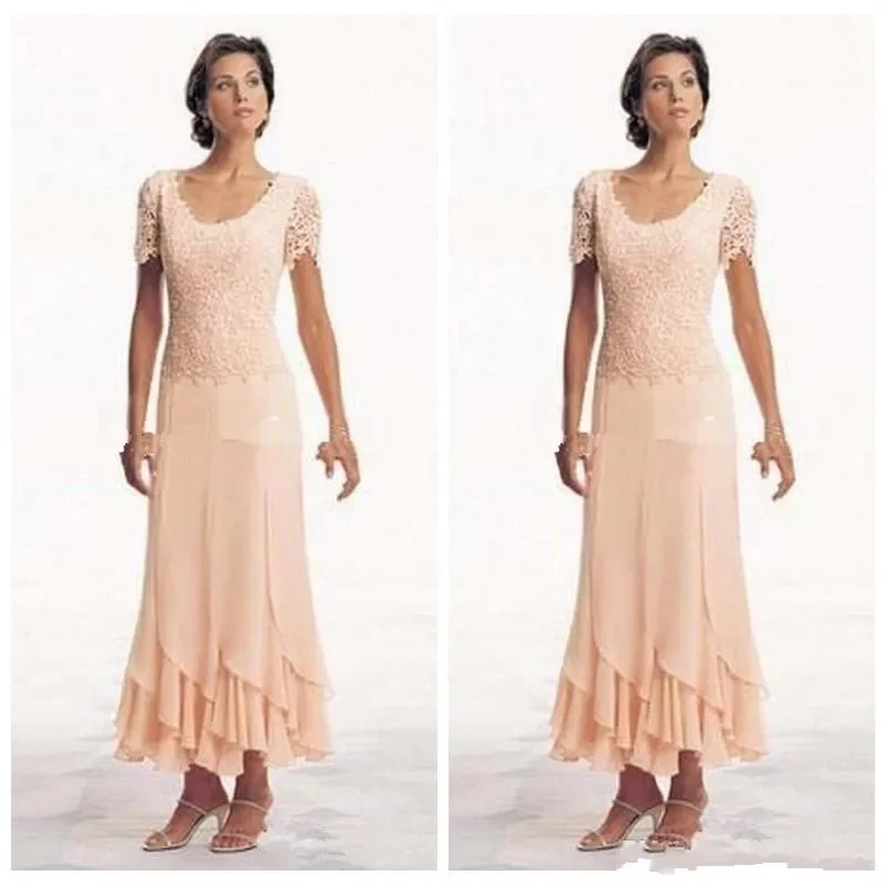 New Arrival Mother Of The Bride Dresses Short Sleeves Chiffon Ruched Plus Size Party Dress Formal Wedding Guest Mother Dresses