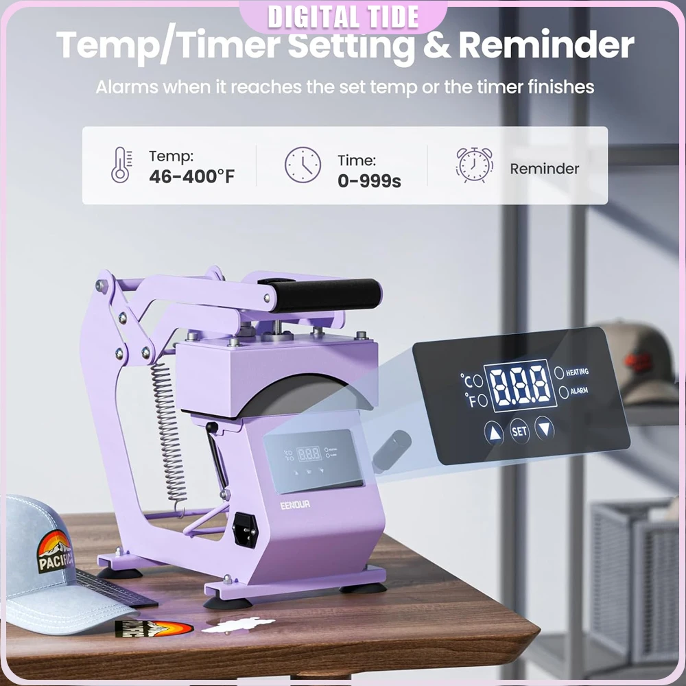 

Термопресс для кепок с 2 сменными пластинами, стабильная производительность, термопресс для головных уборов с растяжителем для кепок, 550 Вт