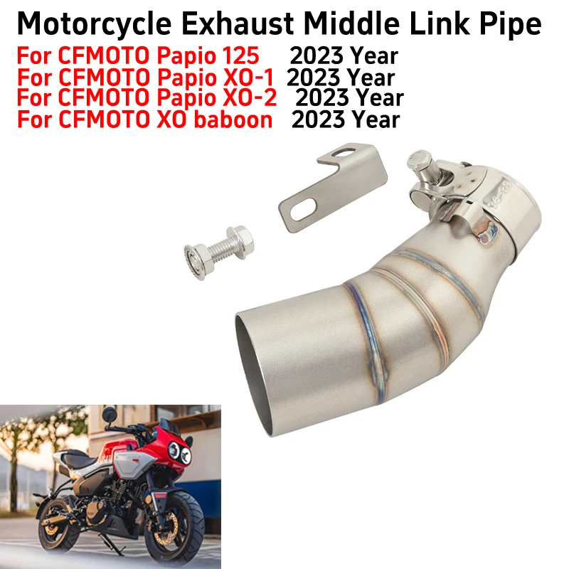 Slip-on For CFMOTO Papio 125 Papio125 XO-1 XO-2 XO baboon 2023 Motorcycle Exhaust Muffler Moto Escape Modify Middle Link Pipe