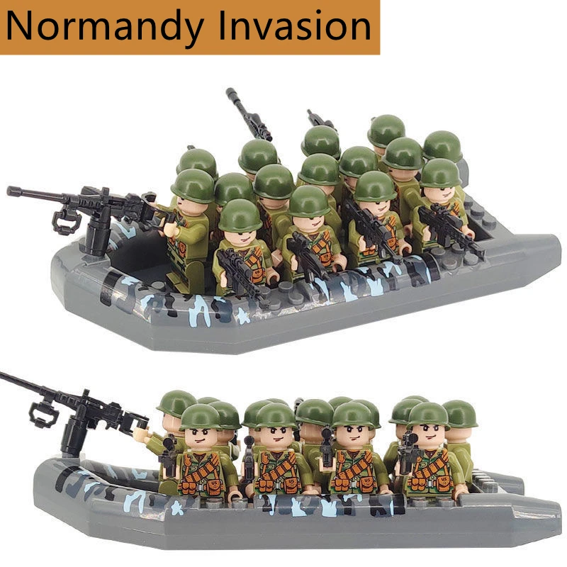 

WW2 Military Soldier Normandy Invasion Soviet US UK China Building Blocks Bricks Figures Children's War Mini Toys Christmas Gift