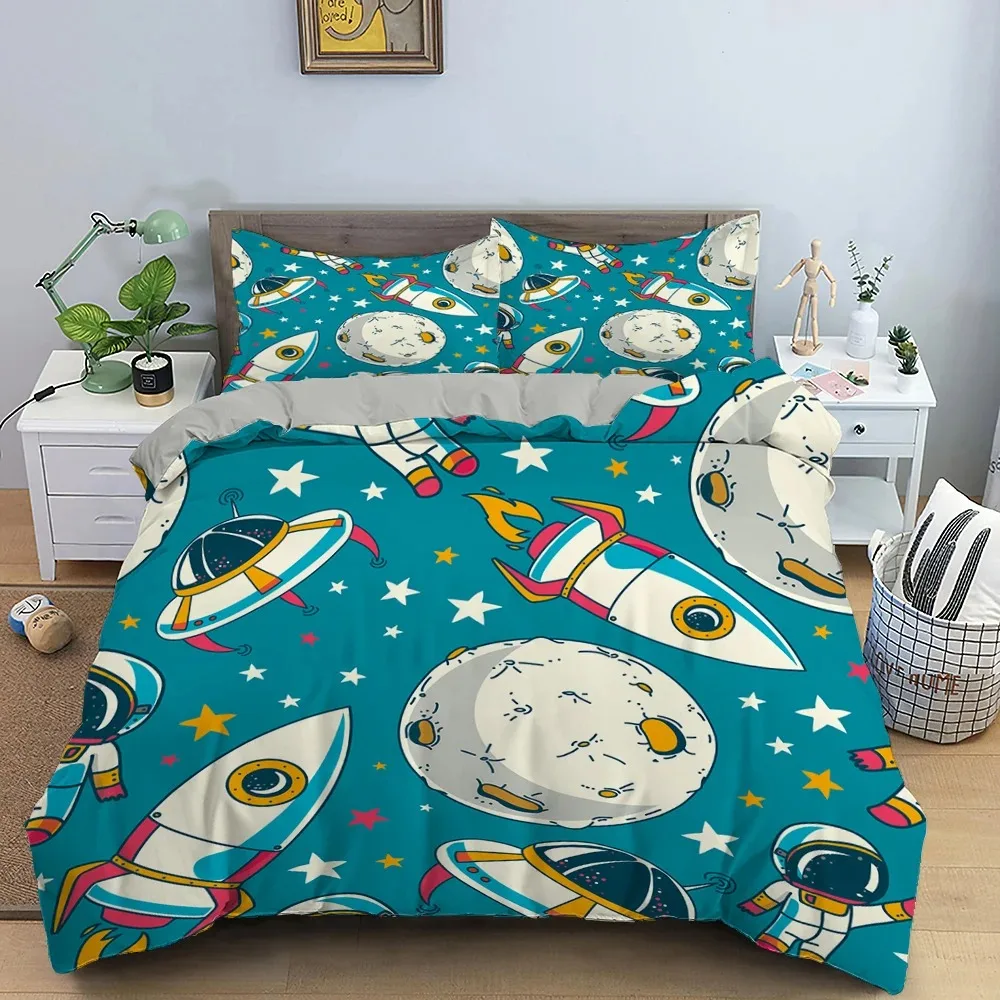 

Cartoon Astronaut Outer Space Bedding Set Teens Boys Home 23 Piece Duvet Cover Set Pillowcase Single Twin King Quilt Cover Set