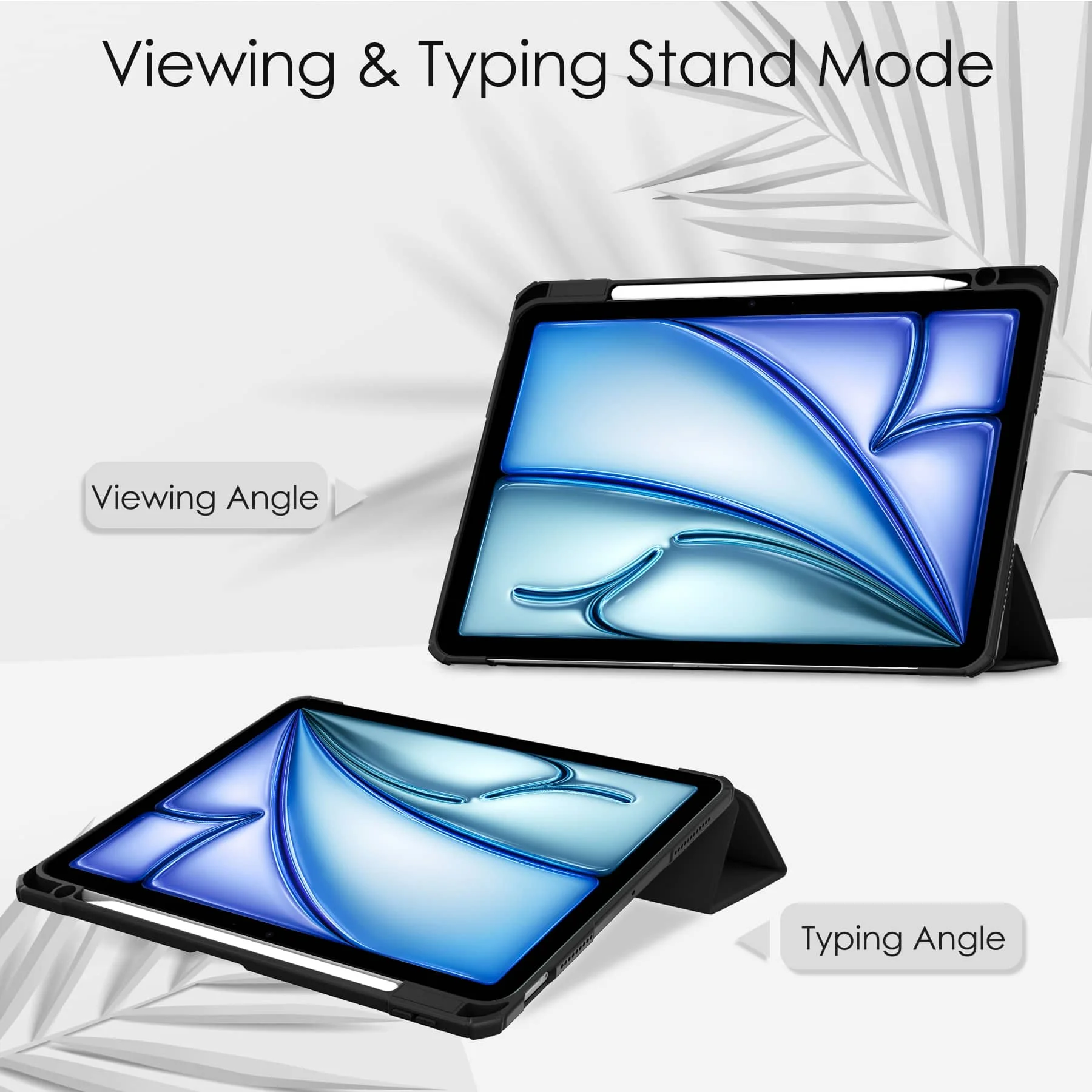 For iPad Air 11 M3 M2 Air 4 5 Pro 11 2018 with Pen Holder-[Tri-fold Stand + Auto Wake/Sleep],High-grade Acrylic Case Transparent