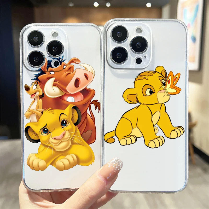 

Disney Lion King Anime Transparent Phone Case For Apple iPhone 15 14 13 12 11 Mini XS XR X Pro MAX 8 7 6 Plus Cover
