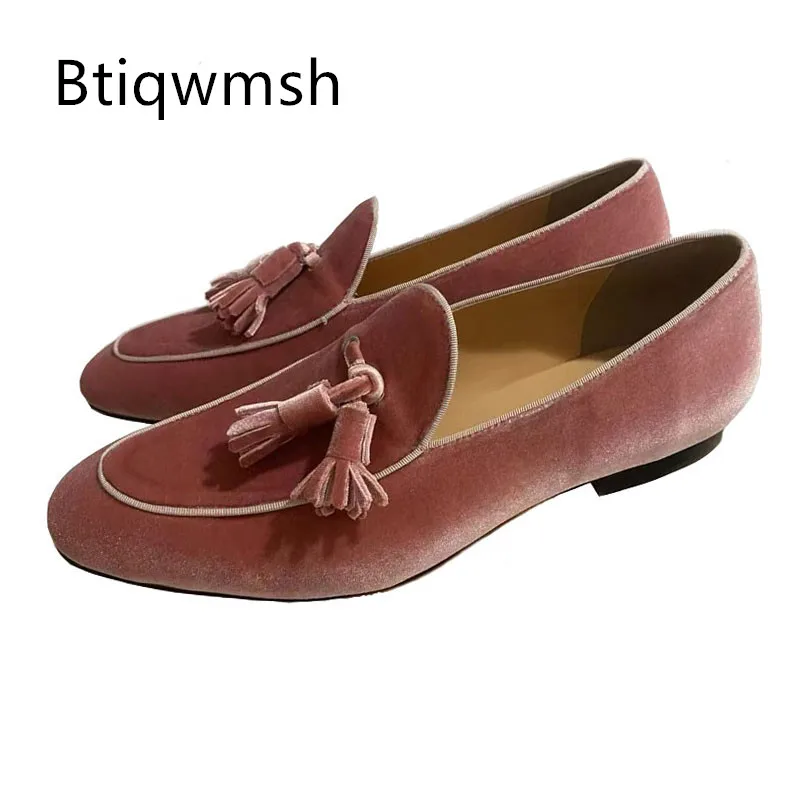 

Yellow Tassel Shoes Man Pointed Toe Slip On Hand-made Flats Male Fashion Party Shoes