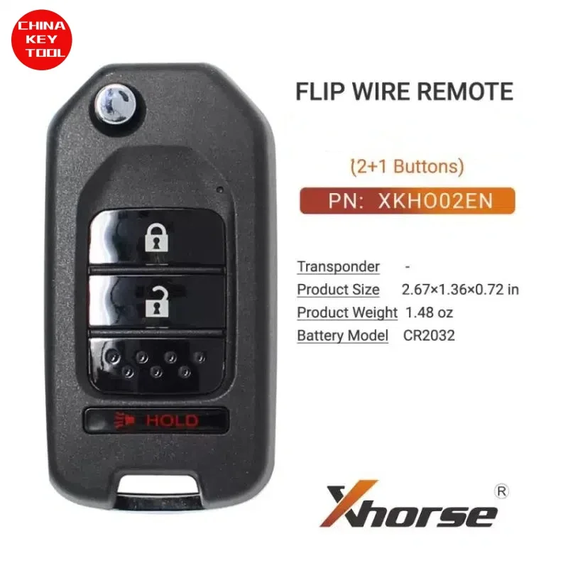 1PCS Xhorse Wire Flip Remote Key For Honda Style 2+1 Buttons XKHO02EN