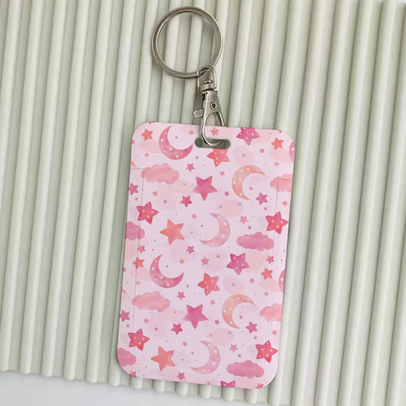 Floral Keychains Holders Bank Bus ID Credit Card Holder Cards Key Ring Chains