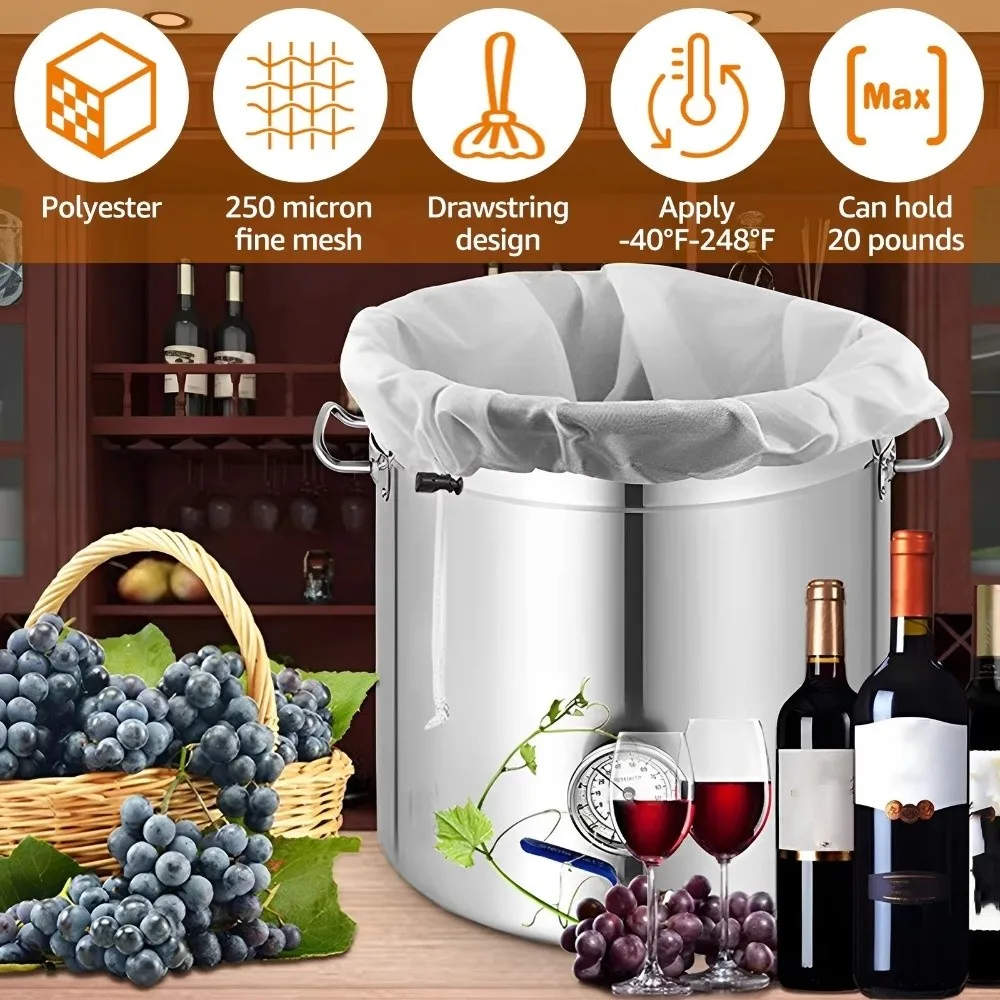 Kitchen Food Nylon Straining Bag Fine Mesh Reusable Food Strainer Filter Bag For Nut Milk Wine Cider Apple Grape Juice