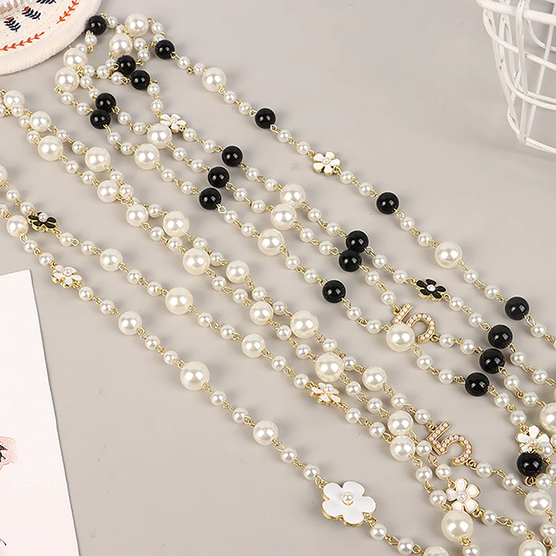 Classic Exquisite Pearl Long Sweater Necklace Fashion Lady Party Wedding Crystal Jewelry