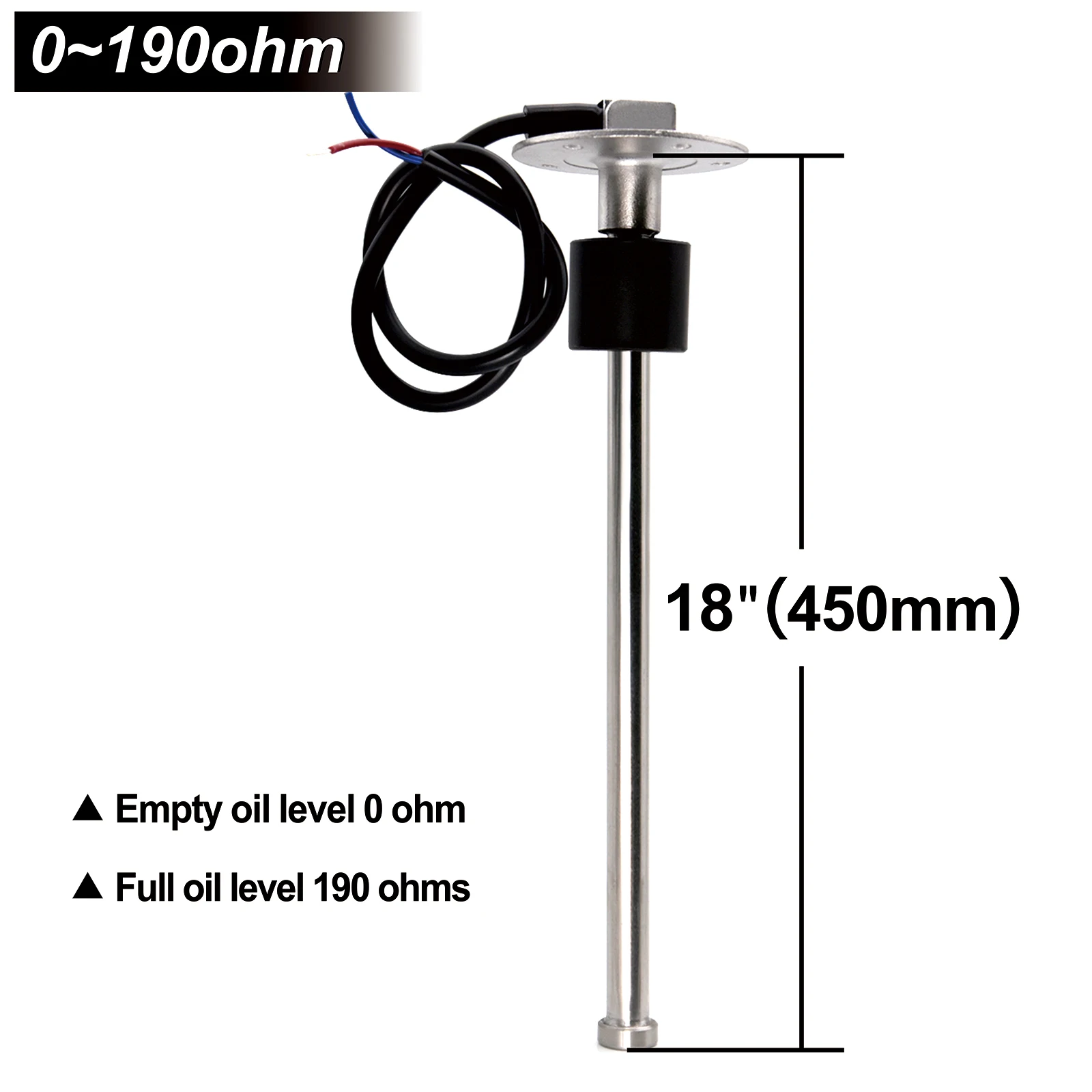 0-190 ohm Brandstofniveausensor/Waterniveau Roestvrij staal A5 Sensor Voor Auto Boot Watertank Niveau Indicato Brandstofniveaumeter