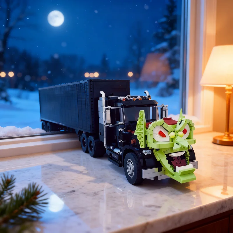 4055pcs MOC Creator Expert MXO Happy Toyz Truck 1:18 Scale Model Christmas Gift Creative Home Decor Desk Display Shelf Accent