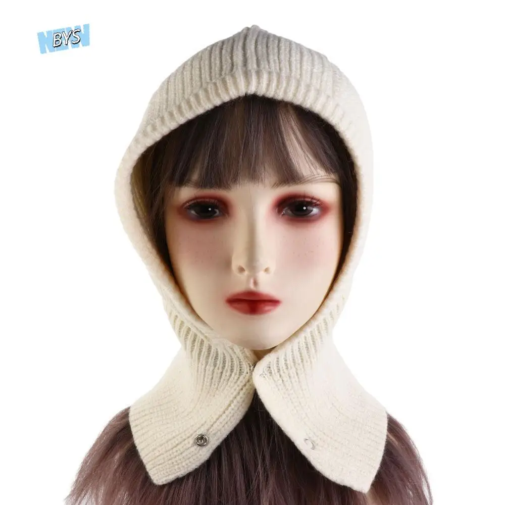 

Winter Cute Female Bonnet Hat Skullies Hood Hat Ear Protection Scarf Knitted Hats Beanies Hat Women Winter Cap Pullover Cap