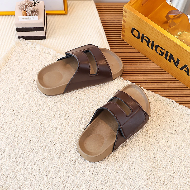 Girls Outdoor Shoes Korean Style Versatile Kids Casual Shoes Open Toes Soft Bottom 2026 Summer New Children Slippers Non-slip