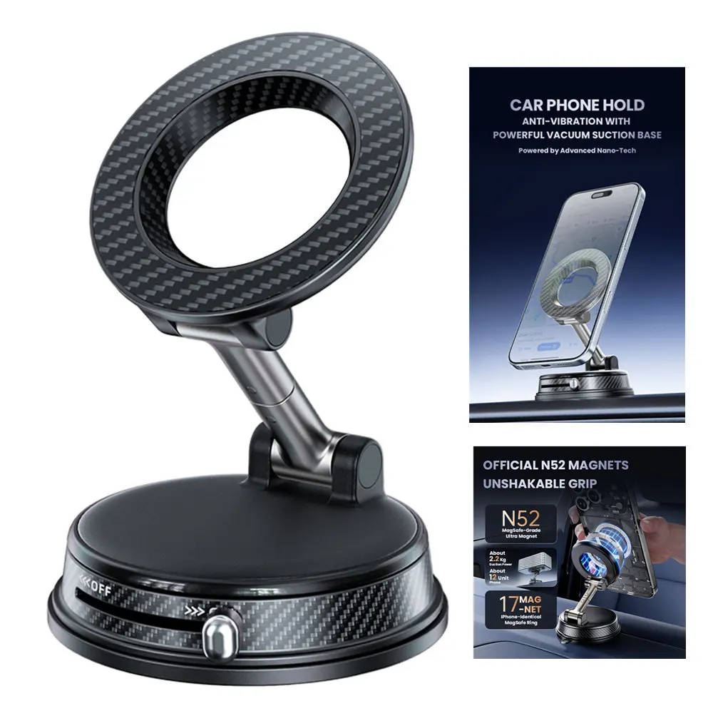 

NEW Super Strong Magnetic Phone Holder Foldable Design 360 Adjustable Vacuum Car Mount For Car Desk Bathroom Phone Holder