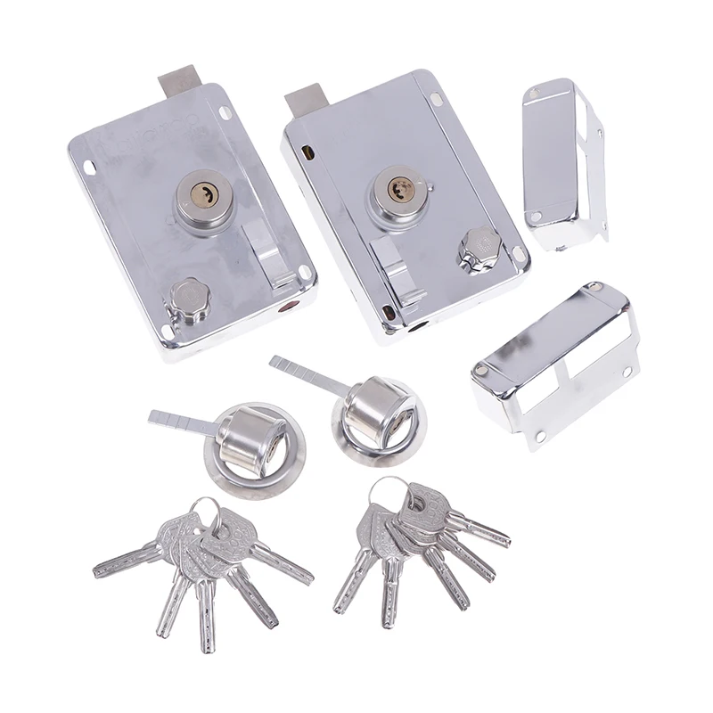 Exterior Iron Door Locks Security Anti-theft Lock Multiple Insurance Lock Wood Gate Lock Hardware
