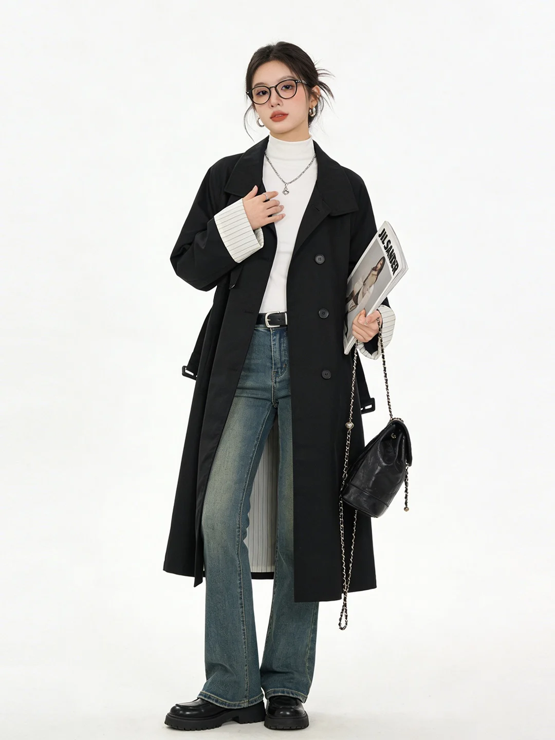 

Женское пальто в американском ретро-стиле, новинка ранней весны, универсальное, свободного кроя, стройнящее, средней длины, в корейском стиле, для повседневной носки