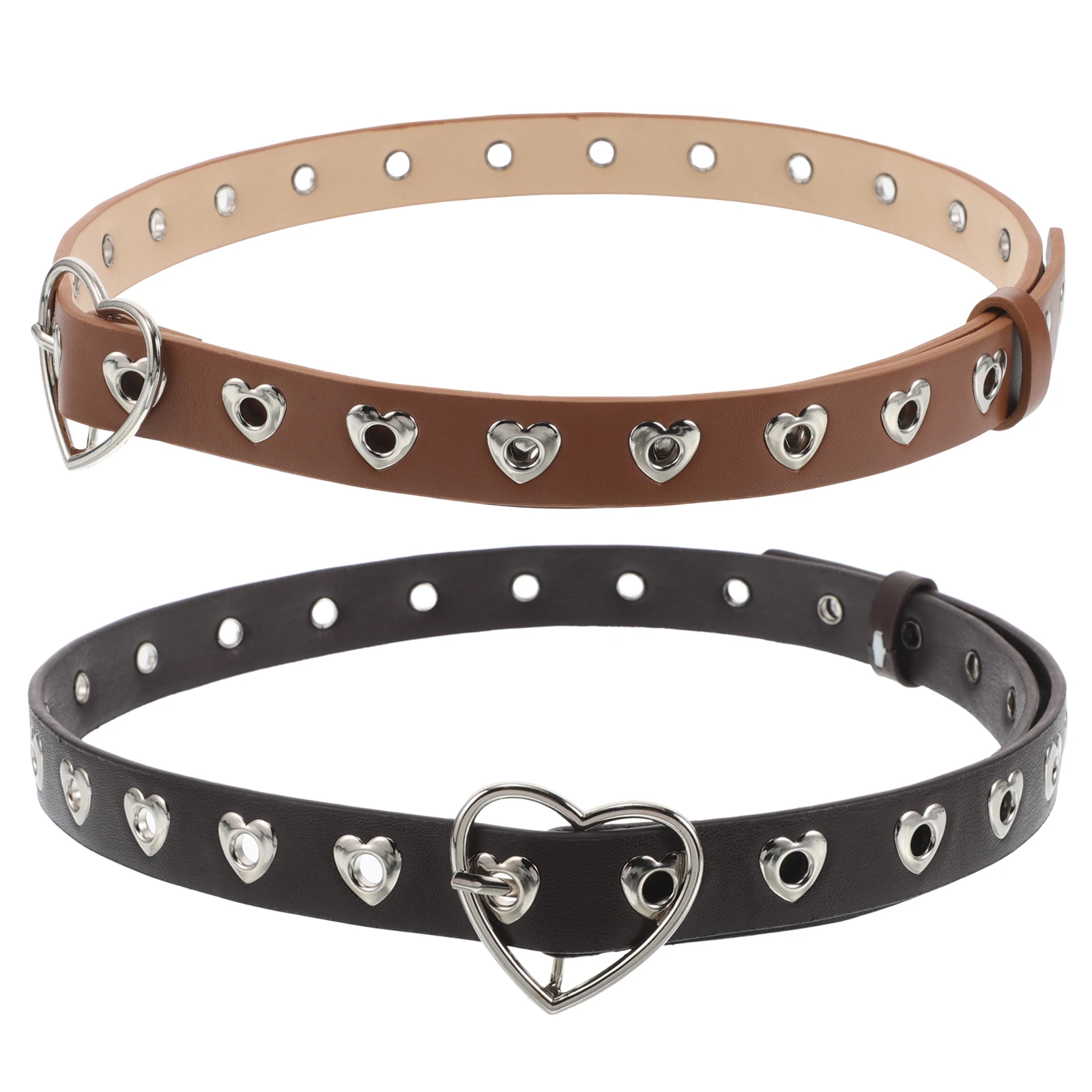 

2 Pcs Punk Stitching Fashion Belt Women Lady Skirt Jeans Belt Adjustable Perforated Waistb Comfortable Wear Suitable All People