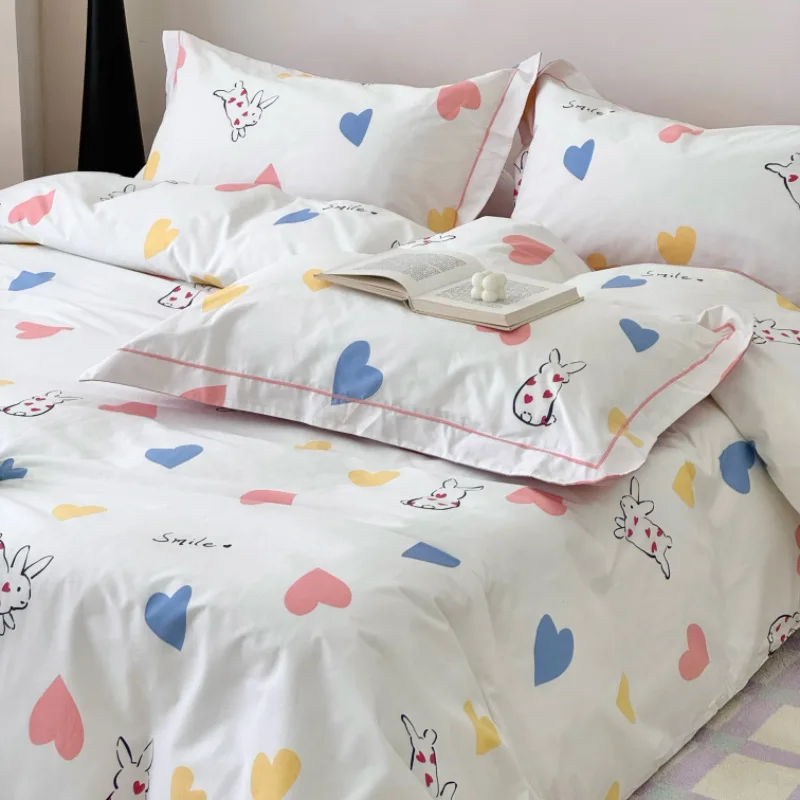 

Customizable 2025 spring and summer new small fresh printing quilt cover four-piece set