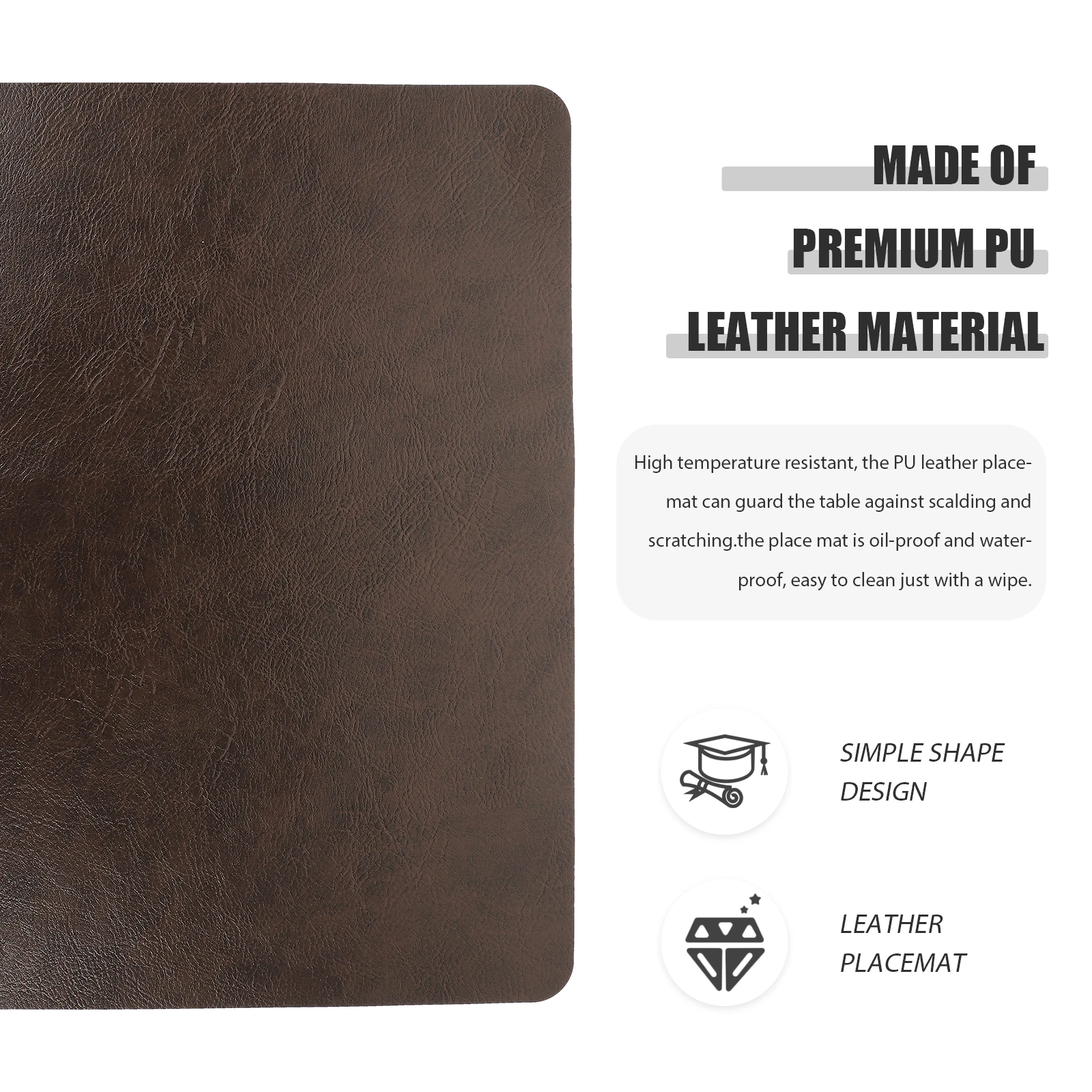 

Waterproof Wear-Resistant Pu Placemat Rectangular Table Mat Heat Resistant Oil-Proof Scald-Proof Simple Style Decorative