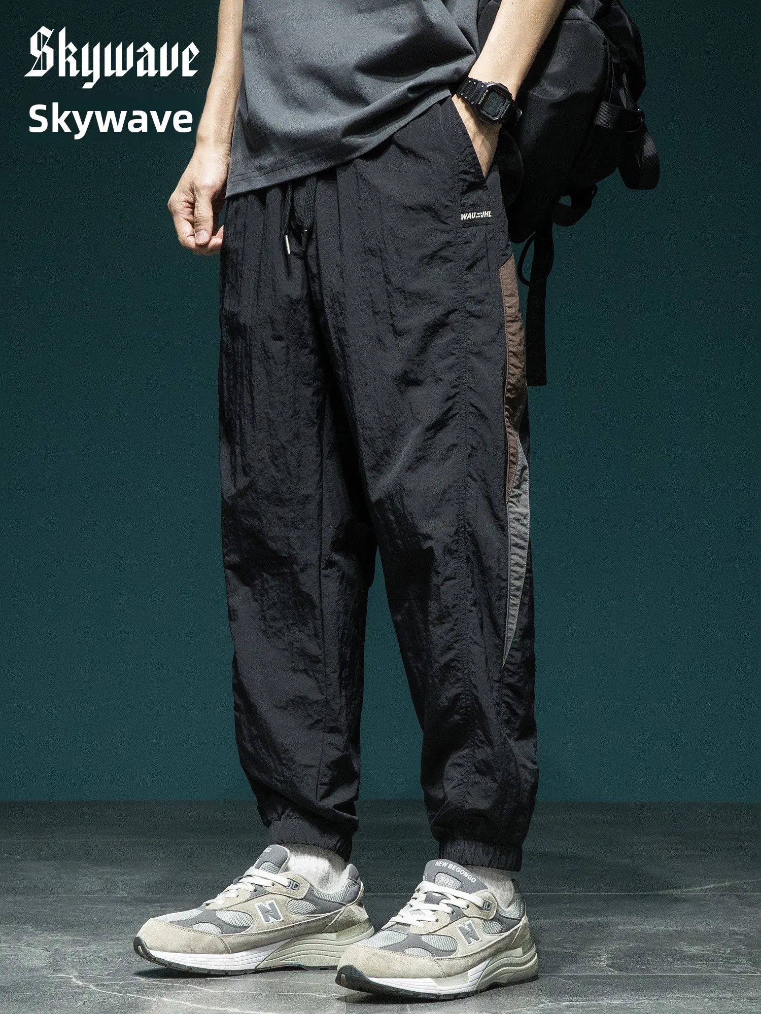 

Летние тонкие повседневные брюки Color Blo Qui Dry для мужчин, свободные, больших размеров, модные, брендовые, с манжетами, спортивные, длинные брюки-харланы