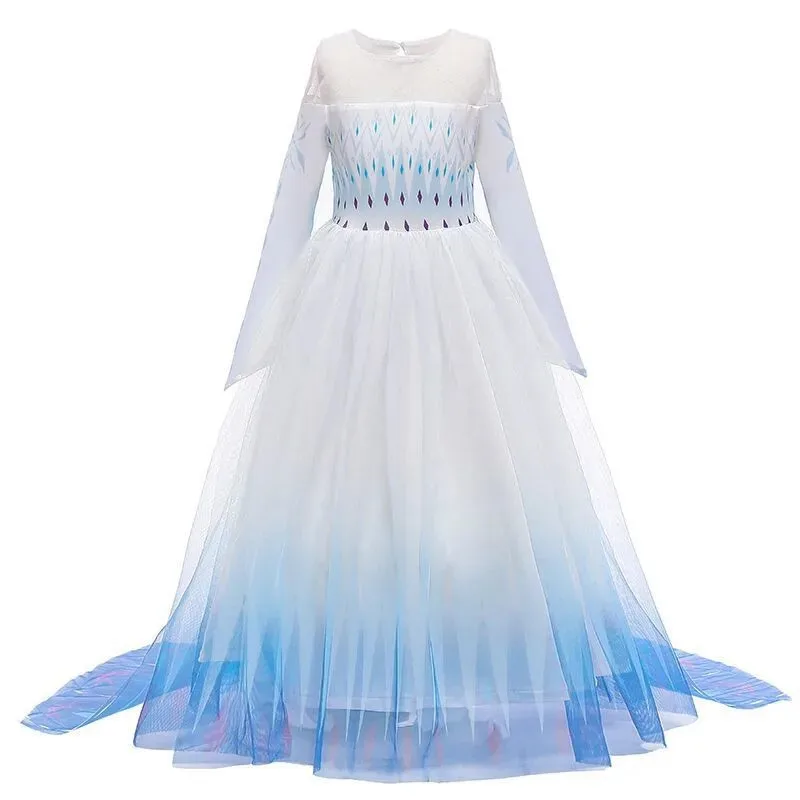 3 5 6 8 10 Years Girls Elsa 2 Costume Kids Halloween Cosplay Princess Dress Children Birthday Party Frocks Clothes Up