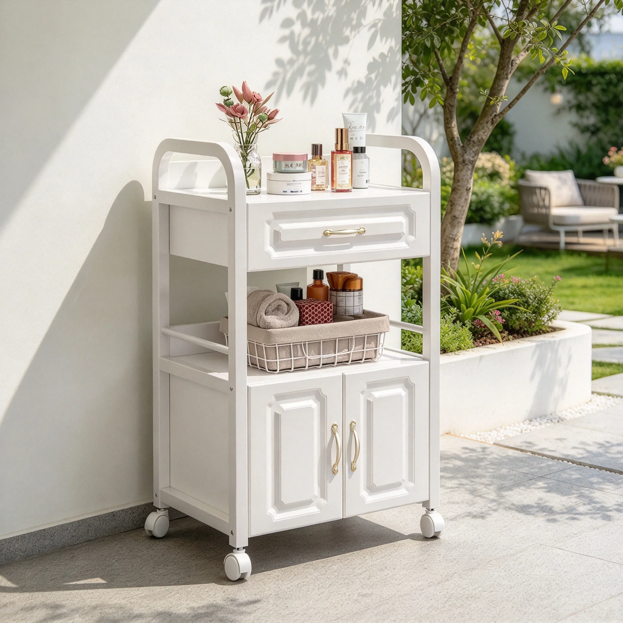 AOLIVIYA Mobile Haircut Shop Auxiliary Tools Cart Beauty Salon Barber Trolley Drawer Storage Cabinet