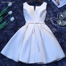 Custom Made A59 Sweet Memory Satin Short Cocktail Party Dress Girl Formal Gowns Lady Homecoming Dresses Lace Up Bridesmaid Dress