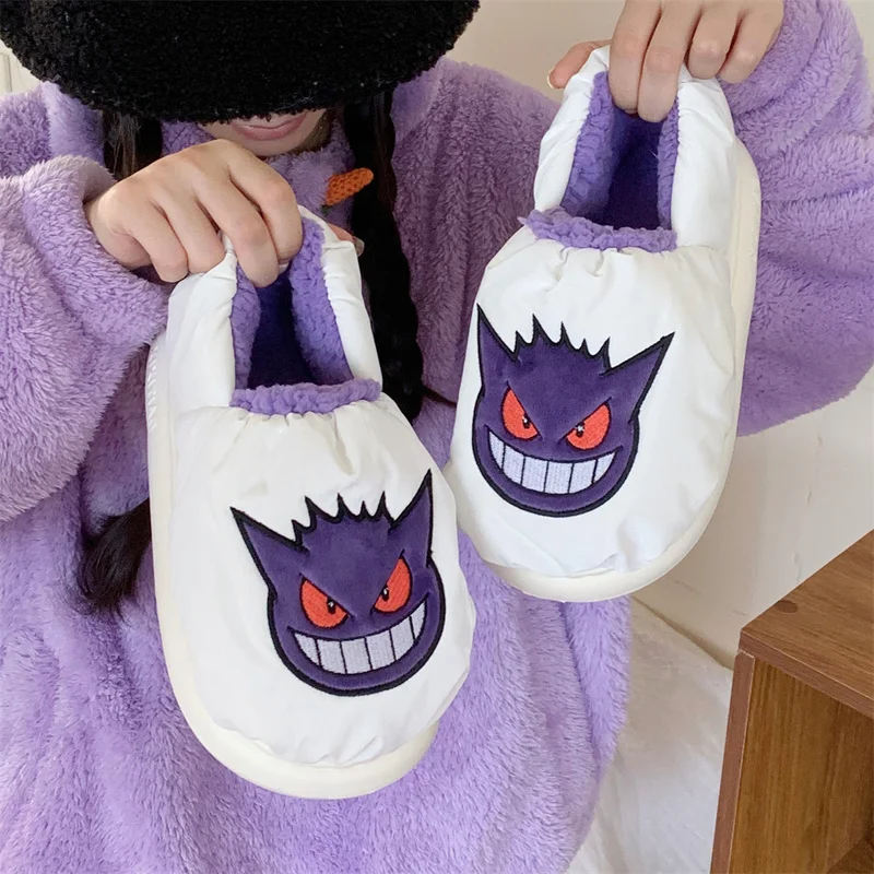 Neue 3,5 cm Bandai Pokemon Anime Figur Gengar Liebhaber Baumwolle Hausschuhe Winter warm zu Hause halten sowie Samt wasserdichtes Kinder geschenk