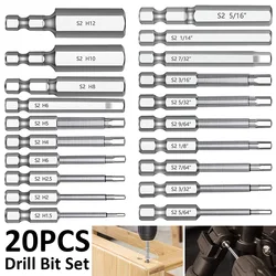 20Pcs Hexagonal Screwdriver Head Set S2 Alloy Steel Allen Screwdriver Socket Bit Metric Magnetic Screwdriver Bits Tool