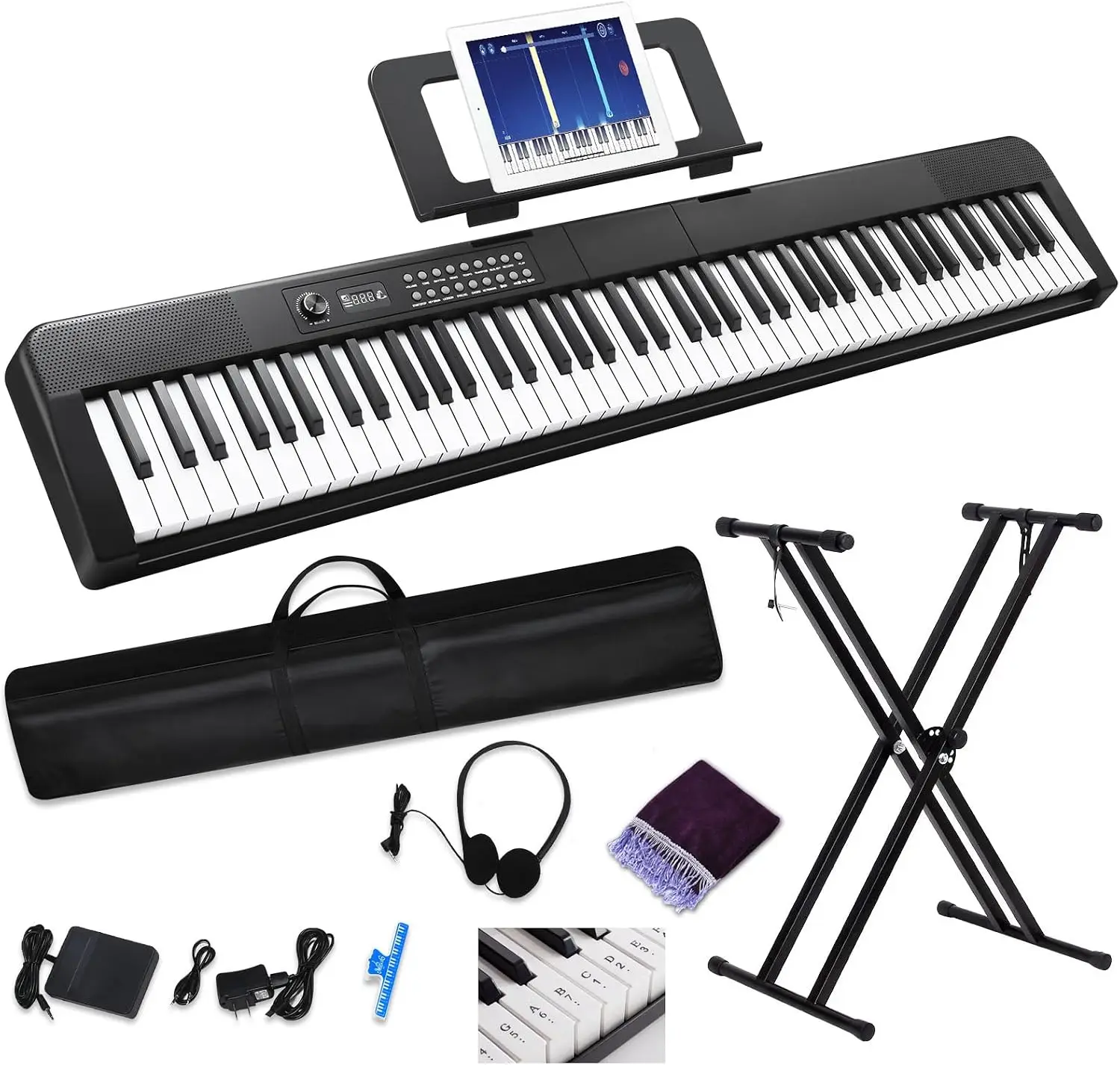 88-Key Digital Piano Keyboard, Electric Piano with Semi-Weighted Keys, Full-Size Keyboard Piano Includes Sustain Pedal and Power Adapter