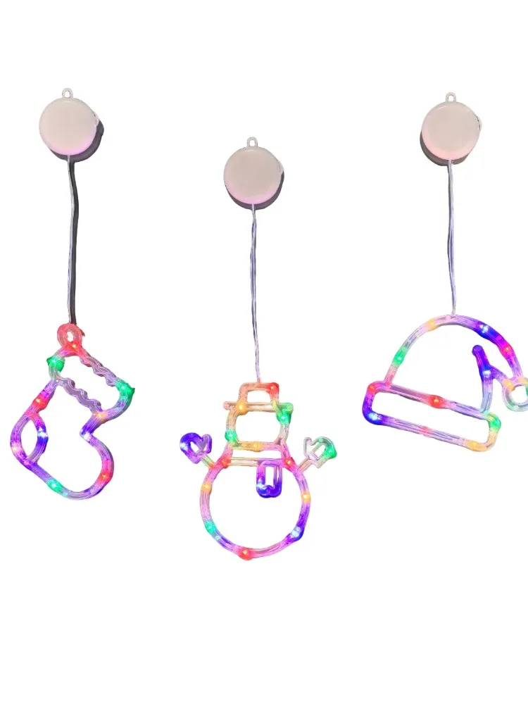 

LED Christmas Snowman, Christmas Hat, and Christmas Stocking Suction Cup Lights for Home Ambiance