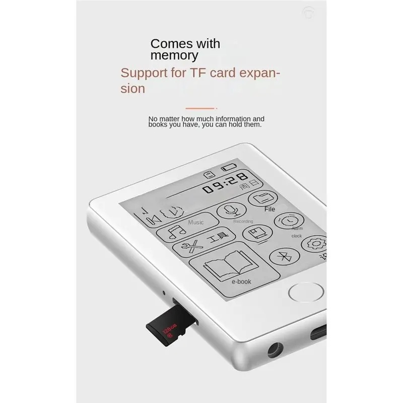 MP3 Player Mini E-Book Reader 2.7Inch E-Book Screen Bluetooth 5.4 No Blue Light Eye-Friendly Student Classroom Recording Device