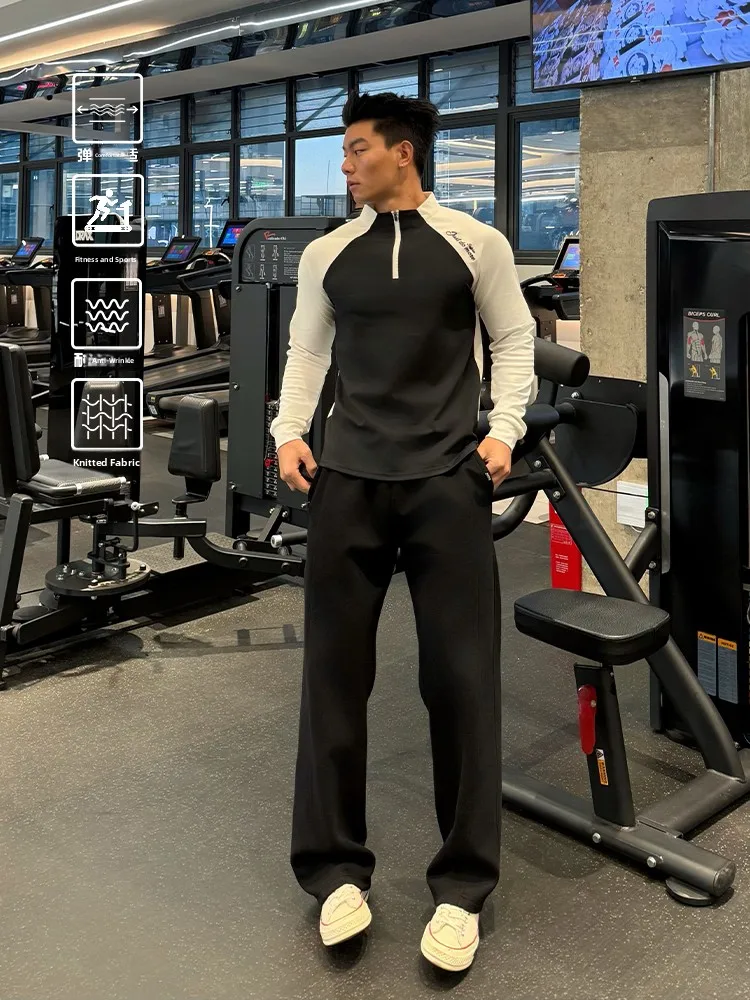 

Футболка Thiened Long Sve на молнии, спортивная футболка для тренировок по баскетболу, осень-зима, воротник-стойка, вышивка, свит...