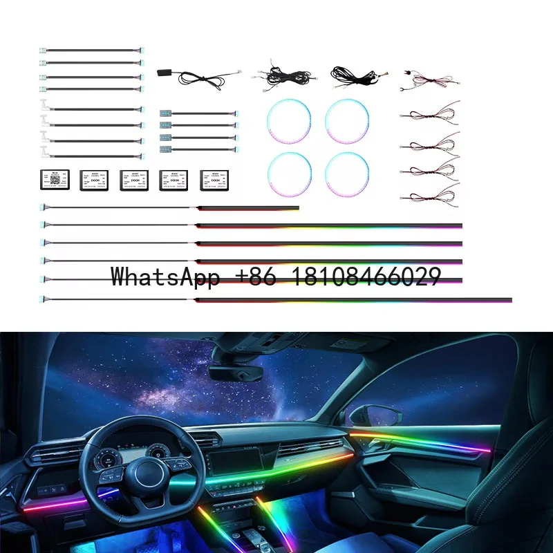 

Luxury RGB Dynamic Symphony Car Interior Light 6 / 10 / 18 / 22 in 1 Ambient Atmosphere LED Light Kit for Car Decorative