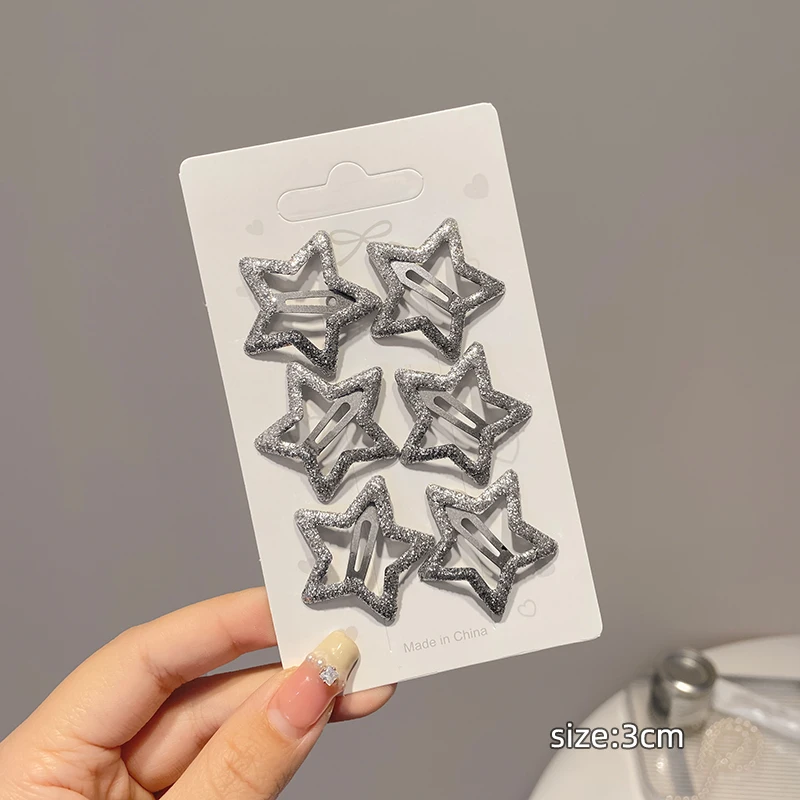 2/10Pcs Drip Oil Star BB Hairclips Girls Y2K Cute Star Barrettes Women Simple Metal Snap Clip Headdress Hair Jewelry Accessories