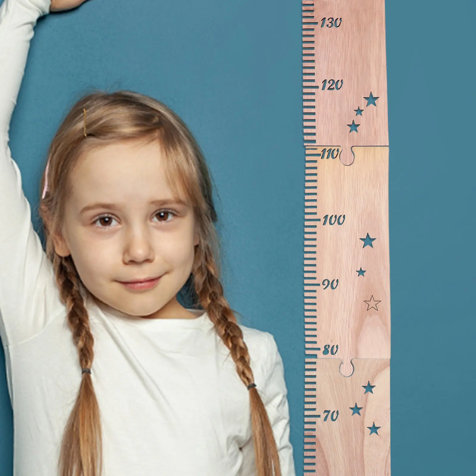 1セット木製身長測定器-子供用成長チャート-星型デザイン-壁掛け-保育園の装飾-プレイハウス-子供部屋の壁飾り