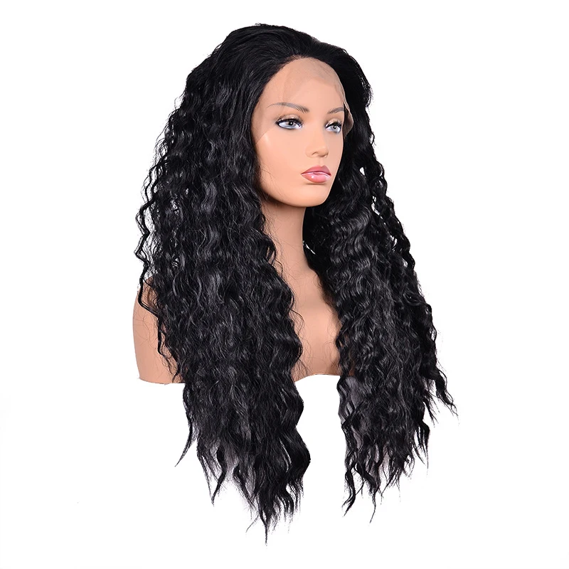 วิกผมสังเคราะห์แบบลูกไม้ด้านหน้า 13x4 สีดำ ขนาดเล็ก 18-26 นิ้ว แบบผมหยิกใหม่ เหมาะสำหรับผู้หญิง ใช้ได้ทุกวัน คุณภาพสูง ถักด้วยมือ