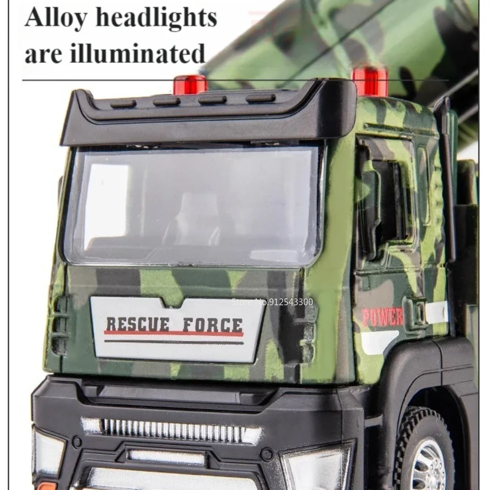 1:32 Missile Rocket Launcher Truck Drone Launch Automodel Speelgoed Militair voertuig Geluid Licht Pull Back Modellen Kindercadeautjes