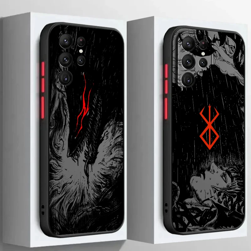 Hot Blood Anime Berserk Guts Frosted Translucent For Samsung Note 20 A35 A03 A54 A31 A22 A34 A14 A24 A04 A55 5G Cover