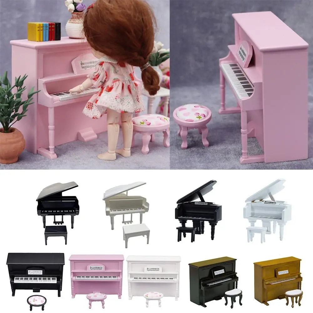 Playing House Dollhouse Musical Instruments 1/12 Doll Piano Craft Wood Multicolor Miniature Pianoforte Doll Accessories