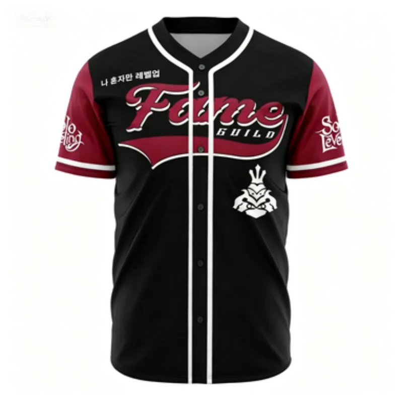 Street Trendy Baseball Jersey Death Guardian Thirteen Team Print Versatile Casual Thin Short Sleeved Shirt view 3