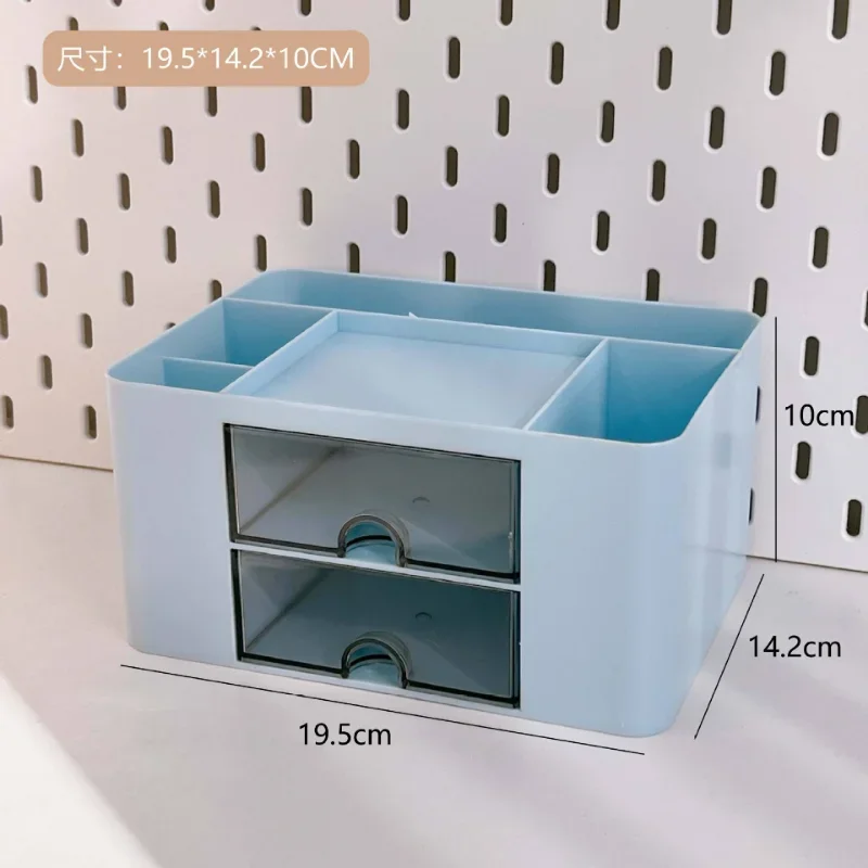 Simple Pen Holder With Drawer Multifunction Desktop Organizer Stationery Storage Box With Sticker Student Office Desk Decoration