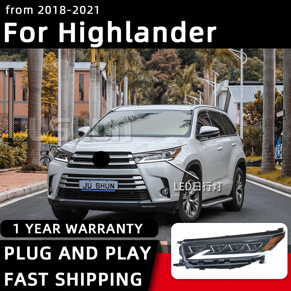 

Передняя фара для Toyota Highlander светодиодный фары 2018-2021 светодиодный ная передняя фара, Стайлинг автомобиля, дневные Фотоэлектрические линзы, автомобильные аксессуары