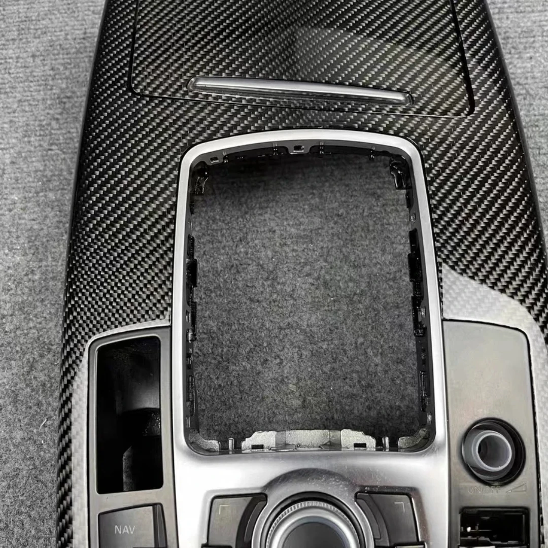For Audi A6 C6 2005-2011 Carbon Fiber Center Console Gear Shift Storage Box Replacement Car Interior Tuning Accessories