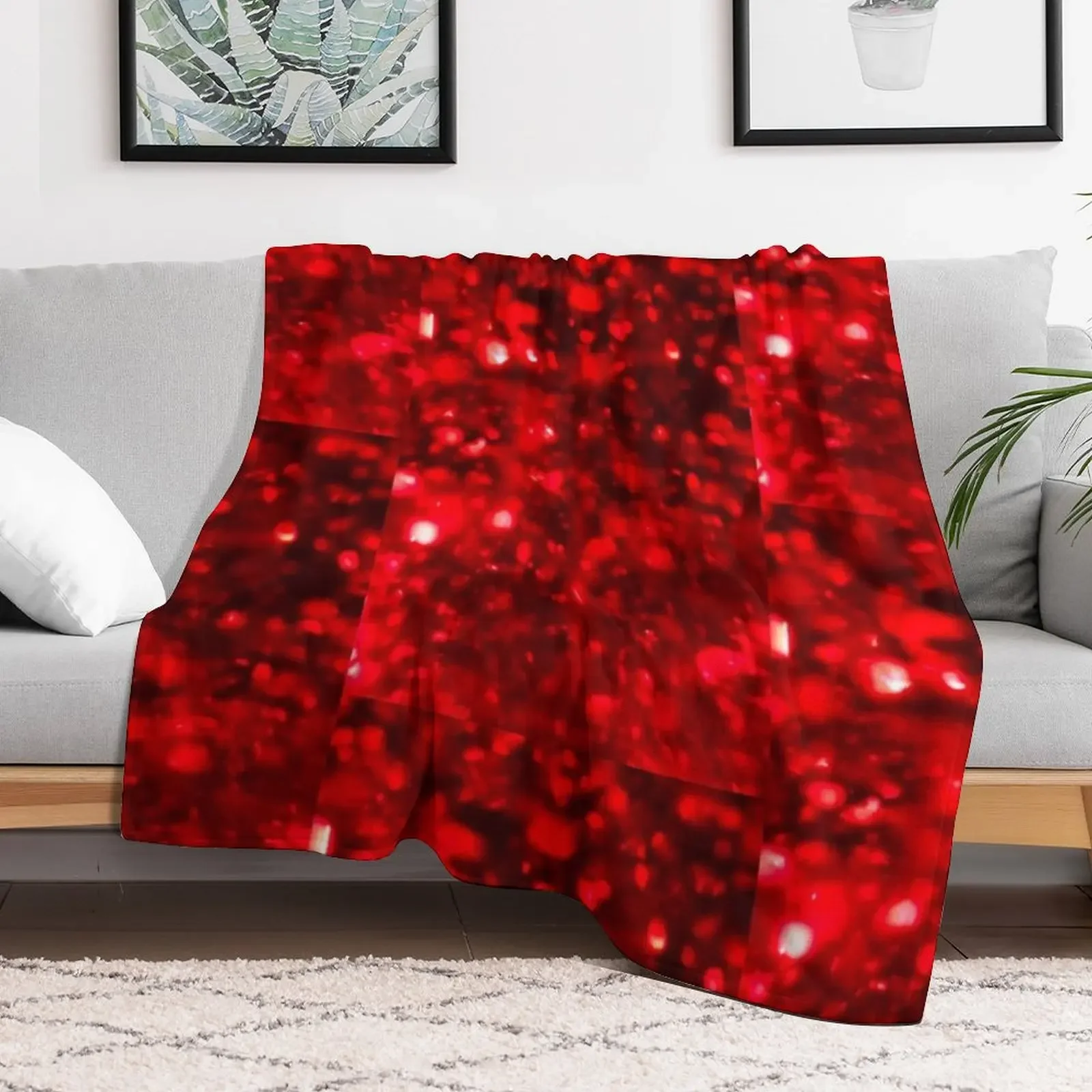 Sparkly Red Throw Blanket for sofa Beautifuls Flannel manga Blankets