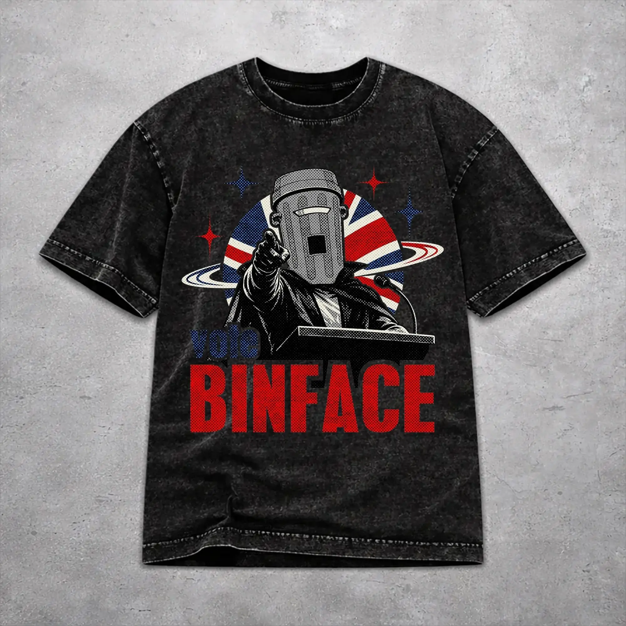 Vote Count Binface For Prime Minister  Washed T Shirt Cool Streetwear for Men Women  Loose T-Shirts Tee Cotton