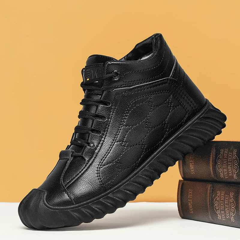 

2025 New Thick Bottom Casual Fashion Quality Retro Versatile High Top Plush Fashion Casual Cotton Shoes for Men